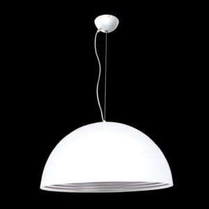230v 40W E27 Large Dome Metal Pendant, White & Silver