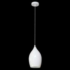 230v E27 White Glass Single Pendant