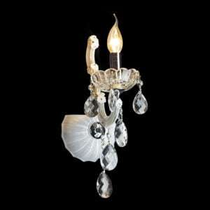 230v 40W E14 1 Arm White Glass and Crystal Wall Light