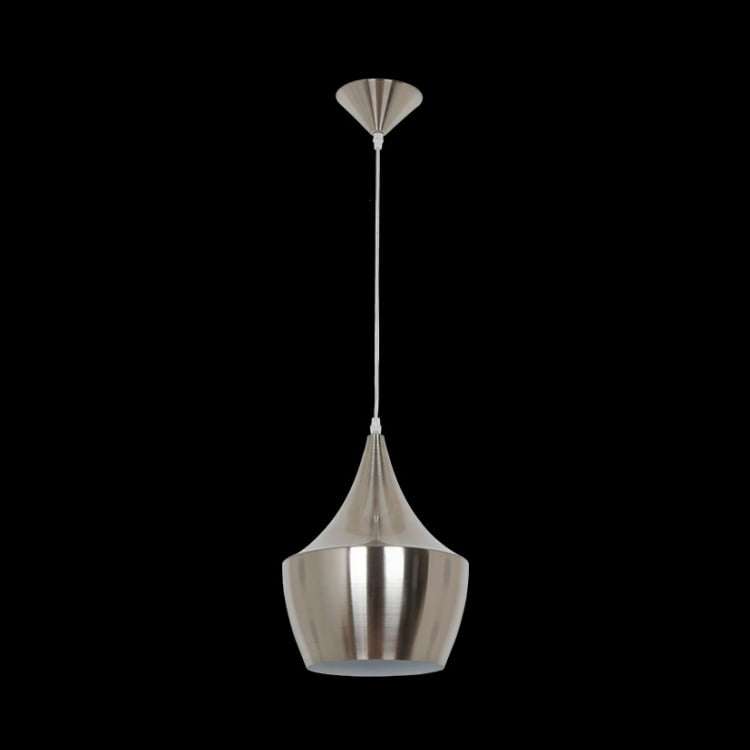 230v 40W E27 Crown Metal Pendant, Nickel Satin & White