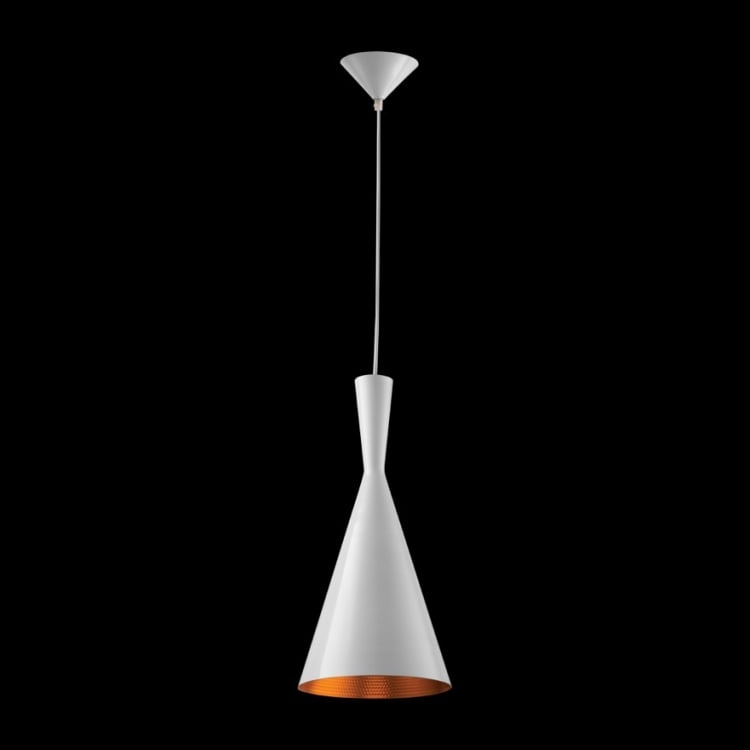 230v 40W E27 Vuvu Metal Pendant, White & Gold