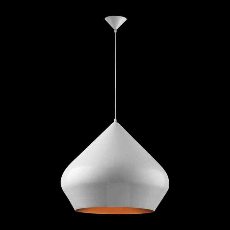 230v 40W E27 Aladdin Metal Pendant, White & Gold