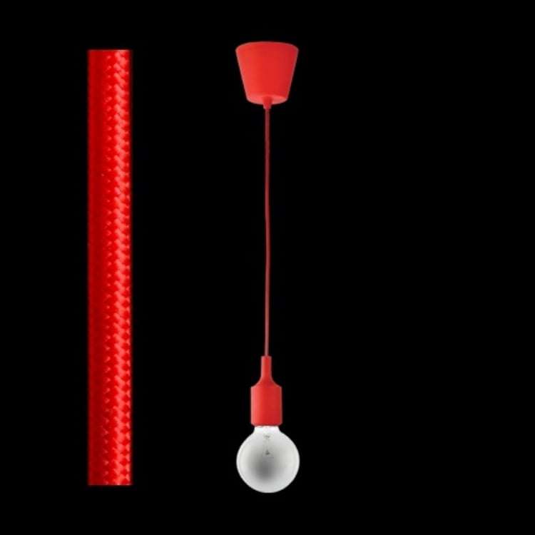 230v 60W E27 2 Core Red Fabric Cable Pendant