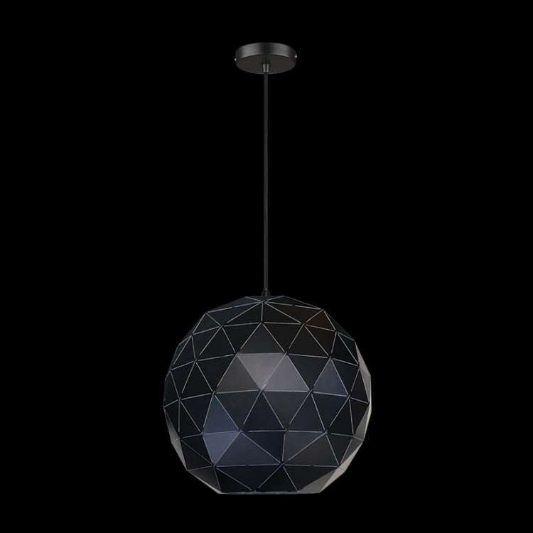 230v 40W E27 Large Laser Cut Metal Ball Pendant, Matt Black