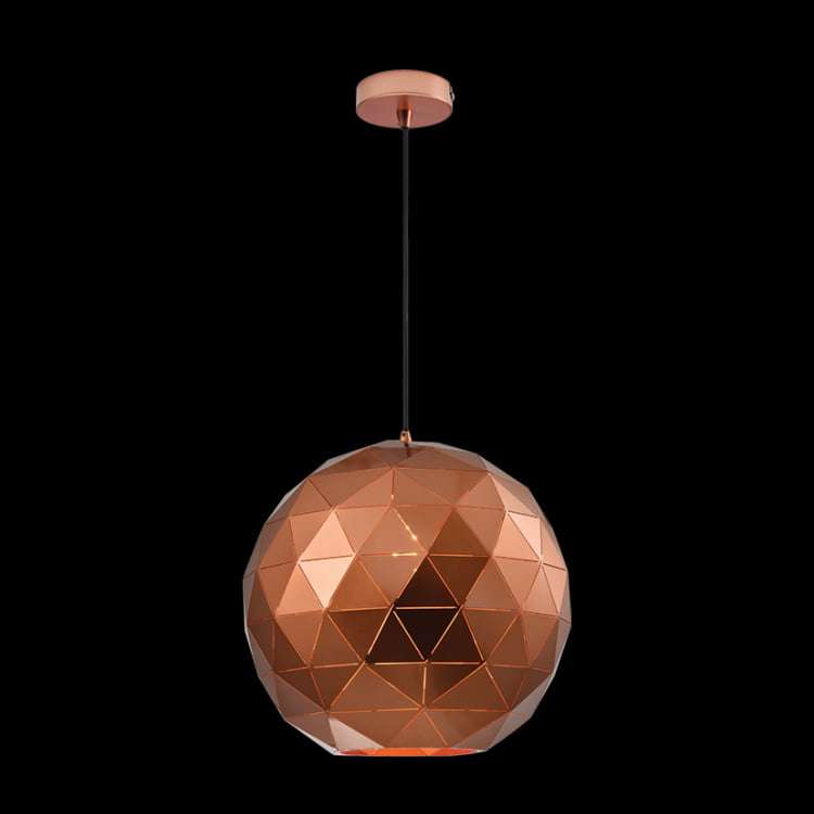 230v 40W E27 Large Laser Cut Metal Ball Pendant, Copper