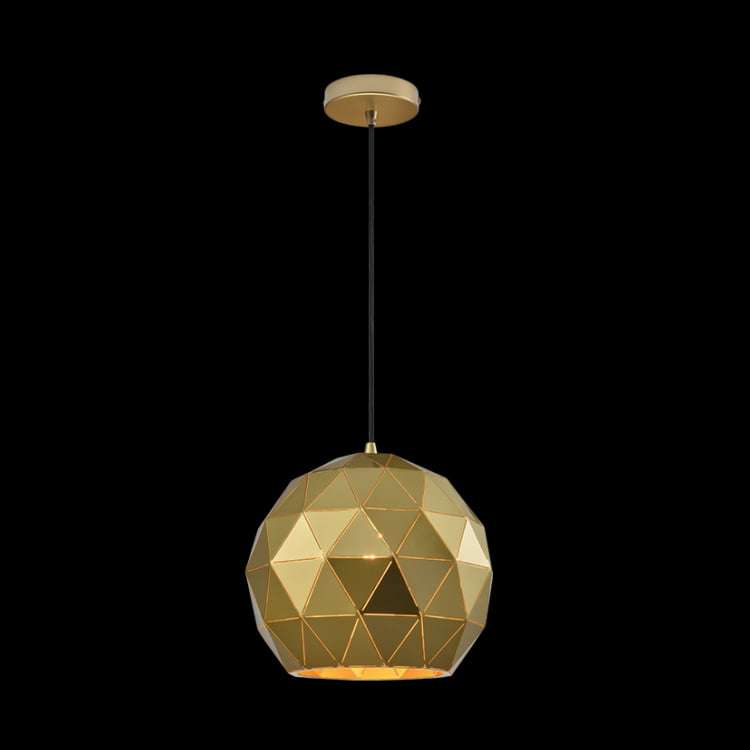 230v 40W E27 Medium Laser Cut Metal Ball Pendant, Satin Gold