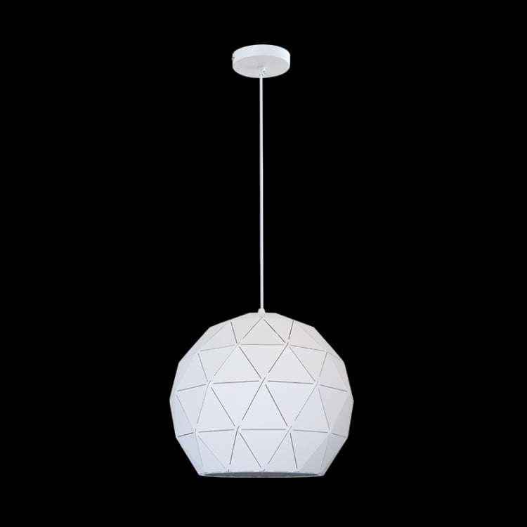 230v 40W E27 Medium Laser Cut Metal Ball Pendant, Matt White