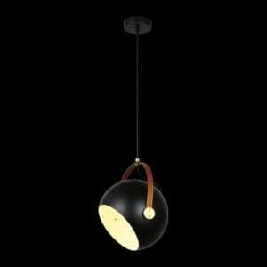 230v 40W E27 Leather & Iron Ball Metal Pendant, Black