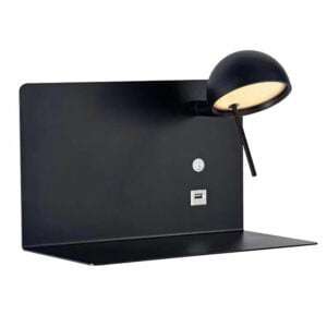 BLACK 180MM WALL LIGHT WITH USB